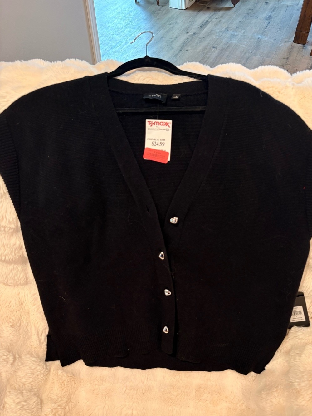 Black Women's V-Neck Button Sweater - Unbranded